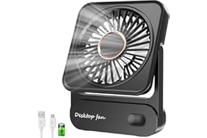 Ajgvq Ventilatore da Tavolo, 3 Velocità Ventilatore USB Ricaricabile di Batteria, Piccolo ma Potente, Ventilatore Scrivania Silenzioso, Ventilatore Portatile per Viaggio, Interno, Esterno, Regalo