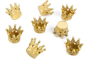 LOGBUCH-VERLAG Mini coronas decorativas set, 8 unidades: detalles boda invitados, decoración mesa cumpleaños, bautizo, comunión y boda, piezas pequeñas para decorar y manualidades, color dorado elegante, 2,5 cm