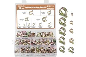 HSEAMALL 100 abrazaderas de manguera de resorte, clips de manguera de línea de combustible, tubo de aire de agua, abrazadera de manguera de vacío de silicona, 6-22 mm, 10 tamaños