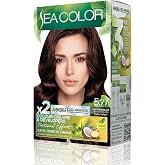 SEA COLOR Amonyaksız, Vegan, Doğal, Besleyici Kalıcı Sa&ccedil; Boyası%100 Beyaz Kapama (1 PAKET 2 x 50 ml Boya & OKSİDAN) (Sıcak &Ccedil;i