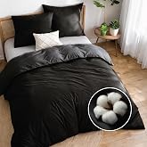 Dreamzie - Bed 180 cm Duvet Cover 260 x 240 cm + 2 Pillowcases 65 x 65 cm | Black &middot; Set of 3 Pieces &middot; Reversible &middot; Zip Closur