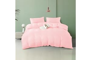 BESCH Juego de Funda Nórdica Microfibra 4 Piezas Ultra Suave, Ligero y Transpirable para Cama 135-1 Funda Edredón 220x220cm, 2 Fundas de Almohada 50x75cm y Bajera Ajustable 135x200+25cm (Rosa)