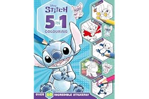 Disney Stitch: 5 in 1 Colouring (With dot-to-dot, colour-by-numbers, copy colouring, and more!)