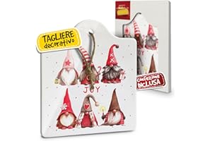 EVENUE Tagliere Sottopentola Natalizio in Ceramica, Idee Regalo Natale Originali Donna, Mamma e Nonna, per Casa e Cucina, Personalizzati con Illustrazione Originale Joy con Elfi