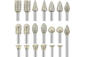 SI FANG 30Pcs Diamond Burr Mix Set Grinding Drill Bit with 1/8-inch Shank 10 Style 60 Grit Rotary Tool Accessories for DIY Grinding, Polishing, Engraving For Rotary Tools DIY Grinding, Polishing, Engraving