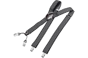 DonDon bretelles hommes larges 3,5 cm avec 4 clips extra-fortes et patch en cuir marron