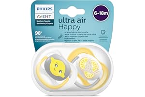 Smoczek Ultra Air Philips Avent, dla dzieci od 6 do 18 miesiąca życia, ortodontyczny i bez bisfenolu A, 2 szt., w zestawie sterylizator/torba do przenoszenia, SCF080/18