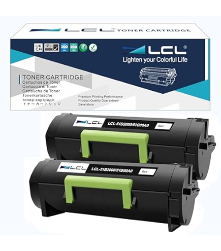 Tamburo Brother Mfc L2710dn 2 Cartucce Toner Compatibili Nere Per Stampanti Lexmark MS317dn, MS417dn, MS617dn, MX317dn, MX517de E Altri Canon LP-E17
