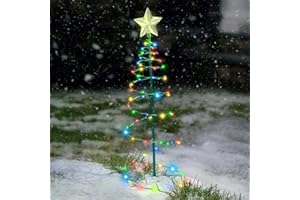 BSEICAL Choinka na zewnątrz zasilana energią słoneczną, solarne lampki świąteczne, kolorowe LED, solarne łańcuchy świetlne na zewnątrz, ogród, wodoodporne, solarne dekoracje świąteczne, podwórko, podświetlane ozdoby, łańcuch świetlny (kolorowy)