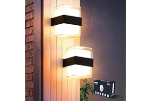 VivaLet LED Aplique Pared Interior, 12W 1200LM Lampara Exterior Moderna, IP65 Apliques Pared, 3000K Up and Down Iluminación, Luz Exterior Pared para Salón Dormitorio Jardin Balcón Baño, Negro 2 Pack