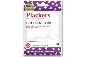 Plackers Eco Sensitive Flossers, Dental flossers, Soft Tape for Sensitive Gums, The Easy Way to Floss, Recycled Plastic Handle