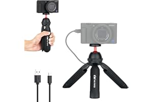 KIWIFOTOS Mini Tischstativ Handgriff mit Power Bank für Sony ZV-1 ZV-E10 A6600 RX100, GRIIIx M50 M6II G7XIII G100 Zoom H6, DJI Osmo Pocket Kompakter Spiegelloser Einsteiger DSLR Kamera Selfie Stick