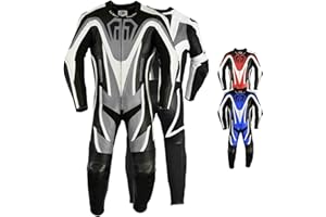 ‎GERMAN WEAR German Wear Einteiler Motorradkombi Motorrad Lederkombi aus Rindsleder echtleder Kombi, Größe:50/M, Farbe:Grau