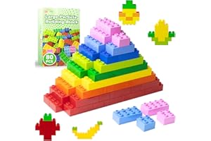Mirthben 80 Stück Große Bausteine Set, 2 Formen und 8 Farben Bauklötze, Kompatibel mit Duplo Steine und Allen führenden Marke, Bunte Bauspielzeug für Kinder ab 3 Jahren