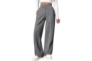 YUGHGH Pantalon Jogging Femme Pantalon de Sport Femme Taille Haute Pantalon Large de Survêtement Femme avec Poches Pantalons de Chaud Décontractés Femme Couleur Unie Sweatpants Hiver pour Fitness