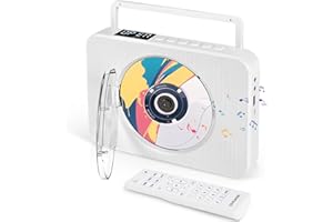 MAITE Reproductor CD Bluetooth con Manija Portátil, Reproductores CD Verticales Portátiles Niños con Altavoces Integrados Soporta FM Radio, USB, AUX-IN, Reproductor CD con Mando Remoto para casa