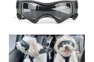 PETLESO Dog Goggles for Small Breed Anti-UV Windproof Eye Protection Pet Sunglasses with Adjustable Straps for Driving/Outdoor Activities-Black