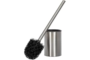 TATAY Escobilla WC Acero Inoxidable | Metal Satinado | Contiene Cubeta Interior | Diseño Moderno y Fácil de Limpiar | Mantiene la Higiene en el Baño | Escobilla con Soporte | 9 x 9 x 37 cm