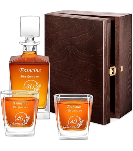 Whisky Dekanter Set 800ml + 6 Gläser - Personalisierbar Mit Gravur