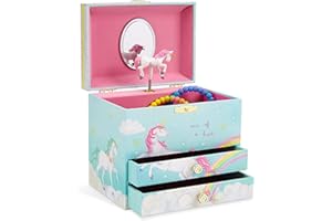 Jewelkeeper - Boîte à Bijoux Musicale, Licorne Arc-en-Ciel, avec 2 Tiroirs de Rangement - Mélodie The Beautiful Dreamer