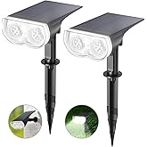 Linkind Luces Solares LED Exterior Jardin, Foco Solar con Sensor de Luz, Blanca Fría 6500K 650lm, Lámpara Solar Impermeable I