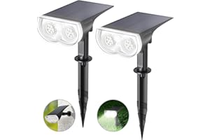Linkind StarRay Luci Solari Esterno Giardino Bianca Fredda, 16 LED Faretti Solari Decorative, 6500K 650LM Lampade Solari da Giardino Impermeabile IP67 per Cortile Prato Piscina, 2 Pezzi