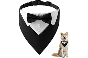 Papillon Cane UieaMsio Bandana Da Matrimonio Per Cani Animali Domestici Smoking Papillon Per Cani Bandana Cane Con Farfallino e Colletto Regolabile Papillon Per Matrimonio Compleanno (L)