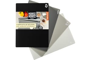 Moritz & Moritz 4x Planche a Decouper Souple - 28 x 38 cm – Planche à découper plastique pour un Travail Rapide – Set Planche à découper flexible - Planche cuisine - Planches à découper set
