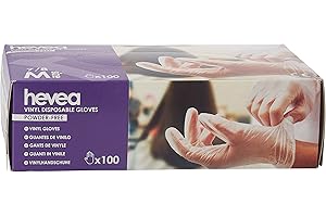 Hevea - Guantes de vinilo desechables. Sin látex ni talco. Paquete de 10 cajas de 100 guantes cada una. Talla: M (mediana)