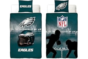 BERONAGE NFL Philadelphia Eagles - Juego de cama (135 x 200 cm + 80 x 80 cm, 100% algodón, calidad de linón reforzado, cremallera, tamaño alemán)