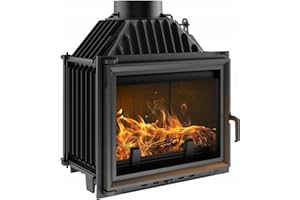 KRATKI Maja Camino a legna in ghisa con presa d'aria 8 kW Ø 200 - stufa a legna conforme BImSchV 2, Efficienza termica 80% - Inserto per camino riscalda a 100 m², apertura a sinistra - 70.1x60x36 cm