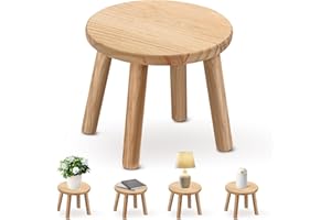 CTSC Small Wooden Stool, Plant Stand Indoor Step, Shoe Changing Stool- Ideal as a Small Side Table for House Plants, Bathroom or Bedroom Bedside (1)