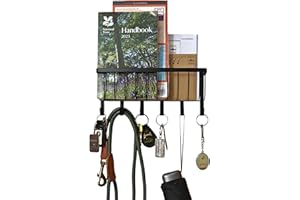 simplywire – Letter and Key Holder - Wall Mounted – 6 Hooks - Matt Black