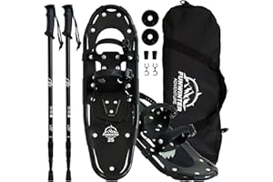 ‎TUXEDO SAILOR Tuxedo Sailor Leichte Schneeschuhe Aluminium mit Trekkingstöcken und Tragetasche, Bergausrüstung Wandern auf Schnee, rutschfest, für Damen, Herren, Jugendliche, Kinder, 21''/25''/30'', Blau/Rot/Schwarz Erwachsenenversion und Eine Kinderversion