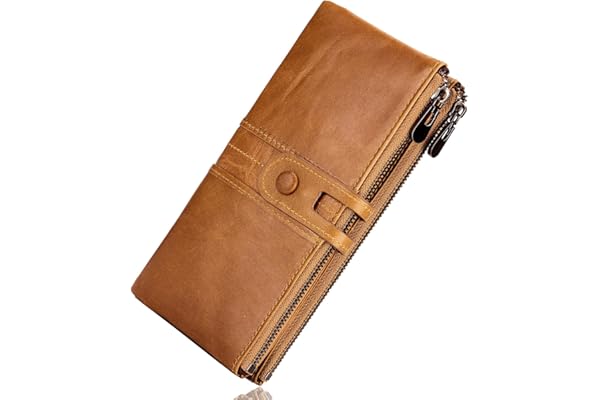 Roulens Portefeuille en Cuir véritable pour Femme Portefeuille Femme Cuir Porte Monnaie Porte-chéquiers Porte-Cartes pour 13 Cartes