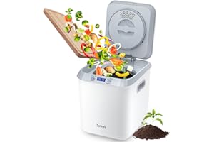 TORIMFE Compostador eléctrico para cocina: contenedor de abono inteligente para exteriores/interiores, sin olor/limpieza automática/pantalla LED inteligente, 2.5 L para eliminación automática de basura para