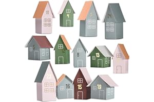 PANSIBY Kalendarz adwentowy do napełniania, 24 kalendarze bożonarodzeniowe, domki do samodzielnego napełniania, pudełka na wioskę bożonarodzeniową, zestaw do samodzielnego napełniania, zestaw do