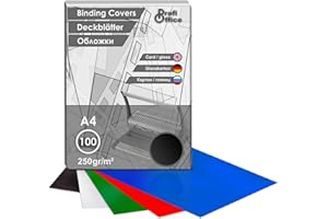 ‎PROFIOFFICE ProfiOffice® Deckblätter, DIN A4, Hochglanz Karton, schwarz, 250 g/m2, 100 Stück(49002)