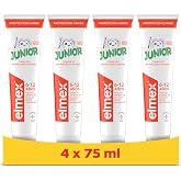 Elmex Junior Protection Cavities, Children's Toothpaste, Pack 4x75ml | Toothpaste for children 6-12 years, Anticavity amine f