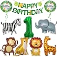Decorazione Per Compleanno Della Giungla, Per 1 Anno, Decorazione Di Compleanno, Palloncini Con Animali Della Foresta, Decorazione Per Il Compleanno - 10