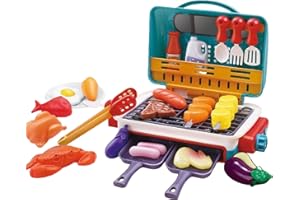 ZENOVA Kids BBQ Grill Toys Set,29PCS Kitchen Toy Set with Spray Sound & Color-Changing Food ,Play Kitchen Accessories,Simulation Cooking Interactive Toys Gift for Toddlers Girls Boys Christmas (Green)