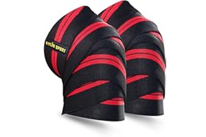 KYLIN SPORT 2pcs Bande de Genou 200cm Ceinture Bandage Protège Genou Elastique et Réglable Genouillère pour Crossfit Musculation Powerlifting Entraînement