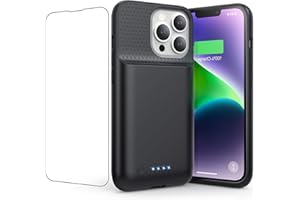 EKRIST Akkuhülle für iPhone 13/13 Pro/14, 7500mAh Smart Battery Case Zusatzakku Ladehülle, 2023 Neues Tragbare Handyhülle Akku, Abnehmbare Powerbank Hülle Akku Case für iPhone 13/13 Pro/ 14 [6,1''] (Schwarz)