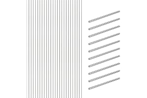 Swpeet 30Pcs 1mm x 400mm 304 rostfritt stålstångar uppsättningar, Assorterad metall fast rund stang, Slät stålstångar, Solid
