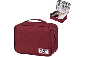 LTLSZRN Kabeltasche, Kabel Organizer Tasche, Kabel organizer reise, Reise elektronik tasche, Ladekabel organizer, Travel organizer, ladekabel tasche, Elektronik Zubehör Organizer(Rot)