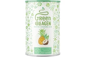 Collagene in Polvere + Verdi | Collagen Peptides Idrolizzato Puro con Acido Ialuronico | Integratore Collagene da Bere | Colageno Donna e Uomo | Capelli Pelle Ossa | Cocco Ananas | 400g | Alpha Foods