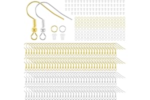 INGJIA 200 Pcs Acier Chirurgical plaqué Argent Crochets Boucles d'oreilles hypoallergénique Oreille Bague Accessoires, pour Fabrication de Boucles d'Dreilles de Bijoux