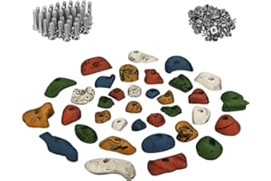 ‎ALPIDEX ALPIDEX 35 Klettergriffe | Starterset | Inklusive Schrauben, Einschlagmuttern | Griffe Größen L, M, S | Kletterfläche 3-5 m² | Komplettset