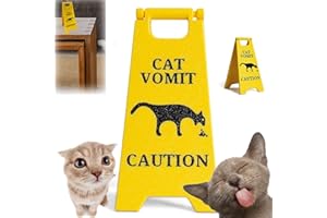 MZZSVEUY Cat Vomit Sign, Cat Vomit Caution Sign Decoration, 4 Inch Cat Vomit Sign Caution, Caution Cat Vomit Sign, Funny Cat Sign Decor, Cat Vomit Sign Desk Decoration Funny Gift