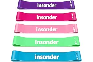 Insonder Resistance Band Women Set of 5 - Exercise Bands Resistance for Women or Men - Stretch Bands for Exercise - Elastic Bands Gym & Pilates Band - Stretching Booty Bands - Fitness, Workout, Physio